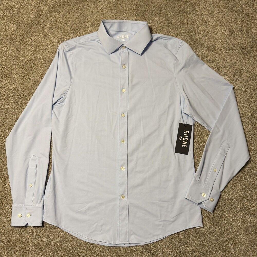 Rhone commuter slim fit business blue button up long sleeve shirt M mens NEW